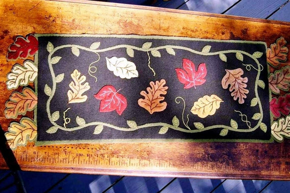 Falling Leaves Table Runner - Wool Applique Pattern by Bird Brain Designs