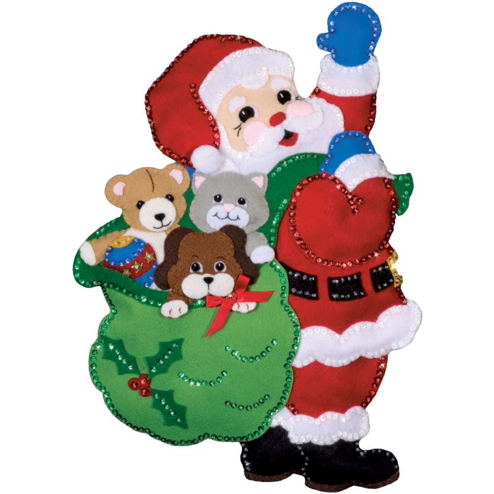 Design Works Felt Wall Hanging Applique Kit 13"X18" - Santa & Friends