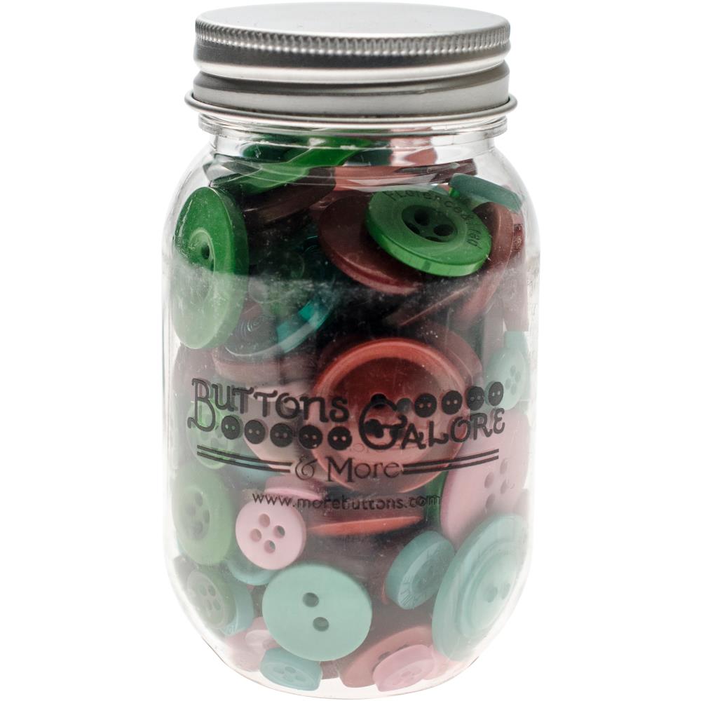 Buttons Galore Button Mason Jars - Retro Christmas