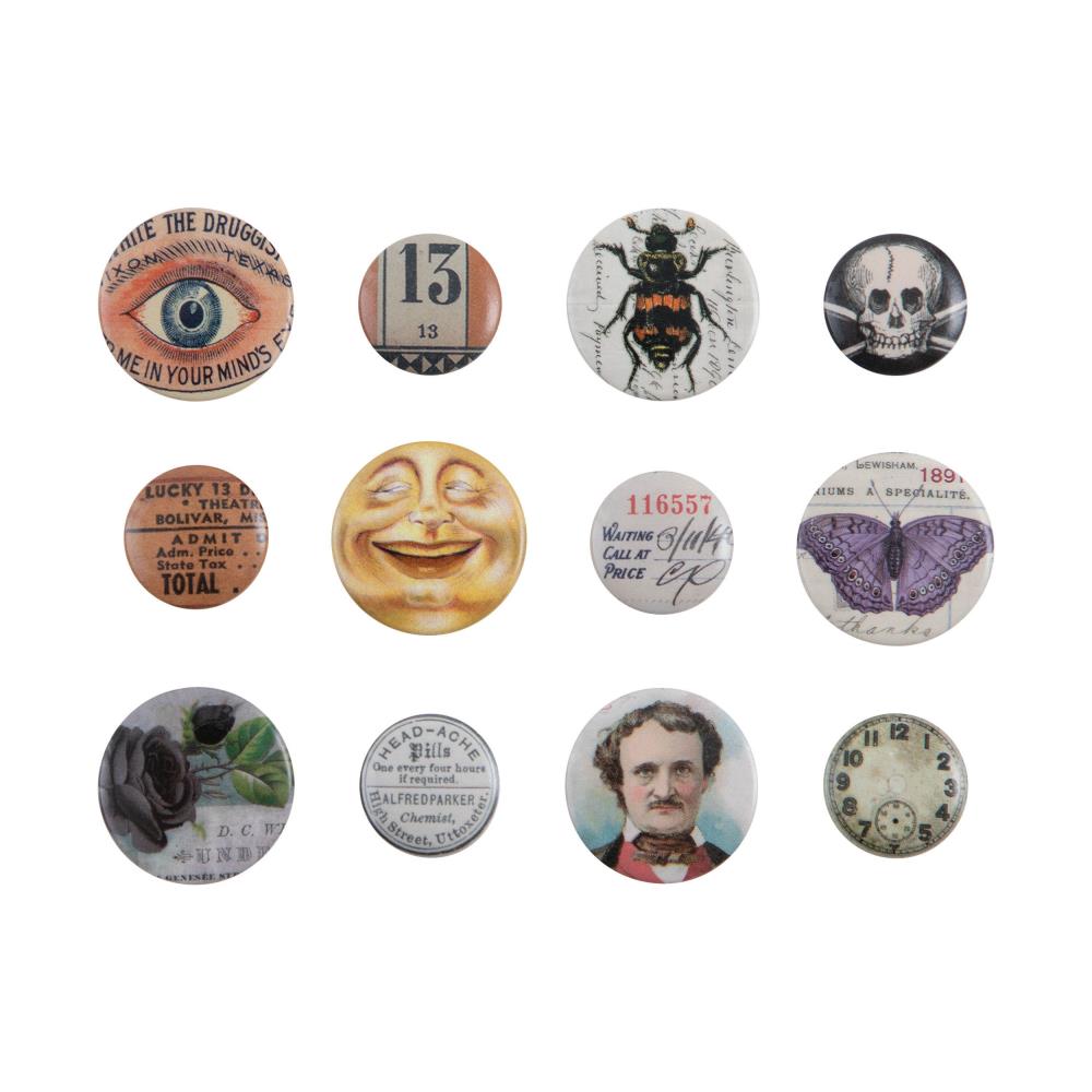 Idea-Ology Mini Flair Buttons 12/Pkg by Tim Holtz