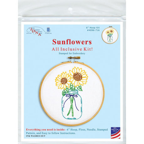 Sunflowers Jack Dempsey Stamped Hoop Kits 6"