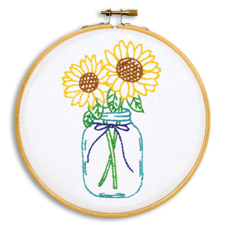 Sunflowers Jack Dempsey Stamped Hoop Kits 6"