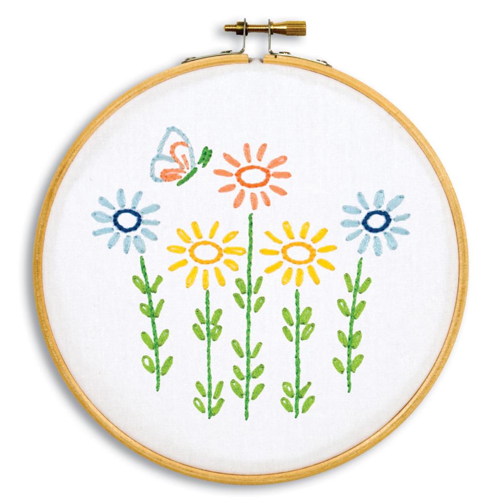 Jack Dempsey Field Of Flowers Stamped Hoop Kits 6"