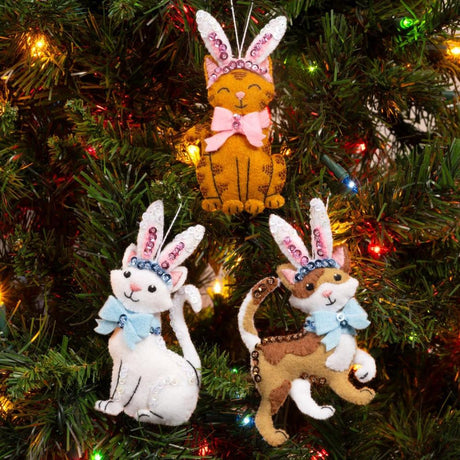 Bucilla Felt Ornaments Applique Kit Set Of 3 Bunny Kitties