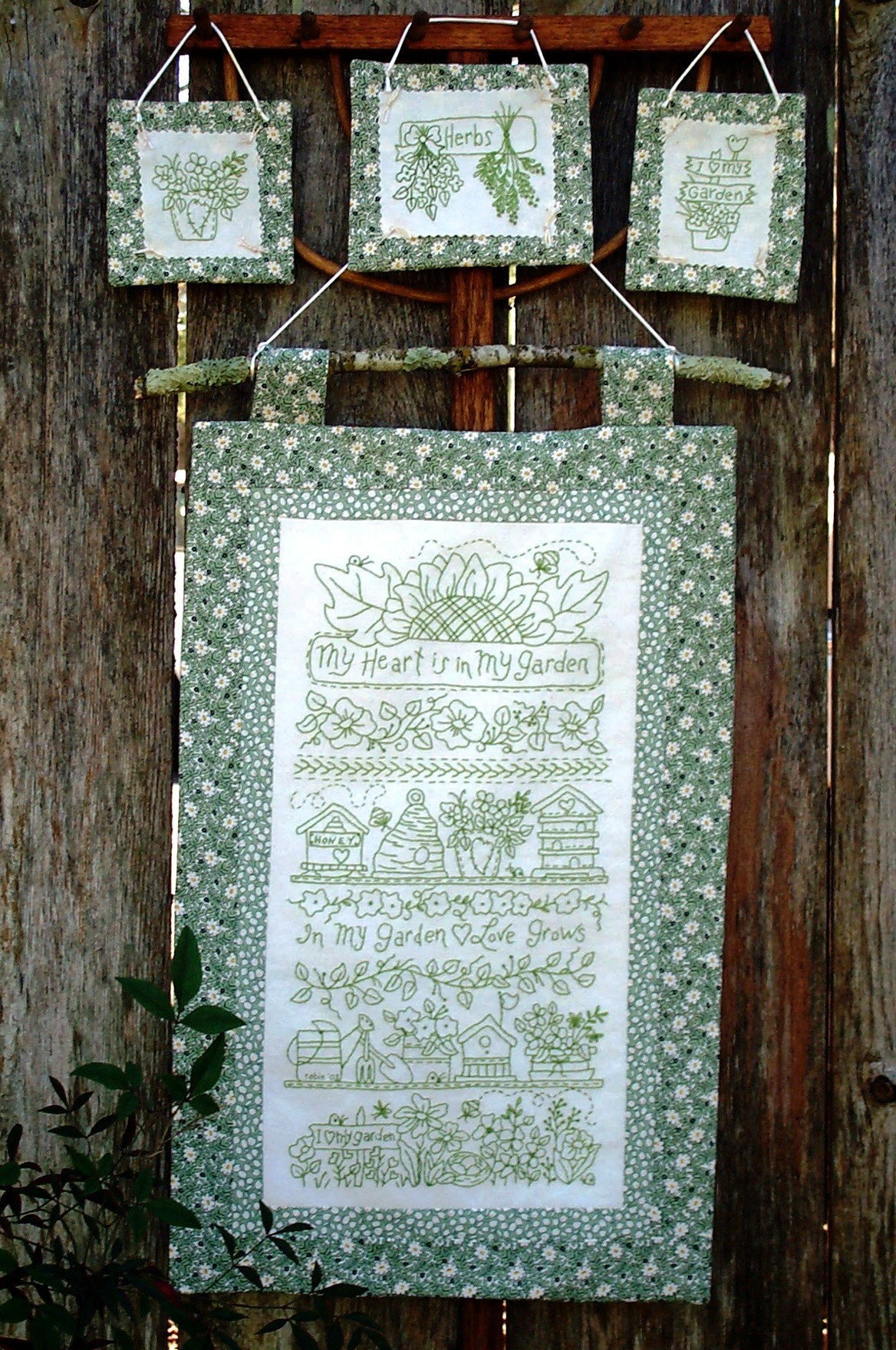 Garden Sampler GreenWork - Machine Embroidery Downloadable Pattern by Bird Brain Designs