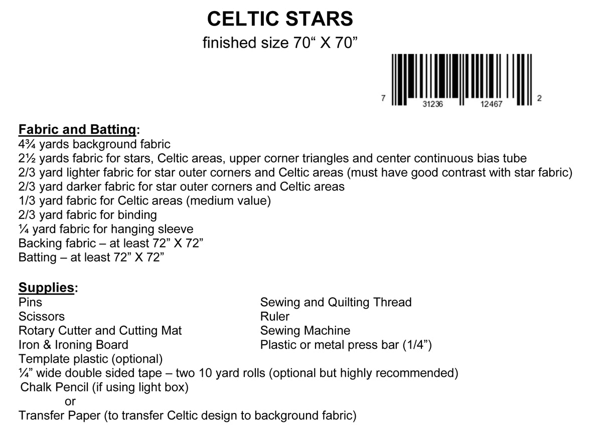 Back of the Celtic Stars Quilt Pattern by Kwilt Art