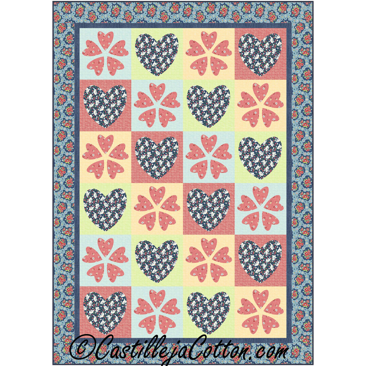 Hearts and Flowers Downloadable Pattern By Castilleja Cotton
