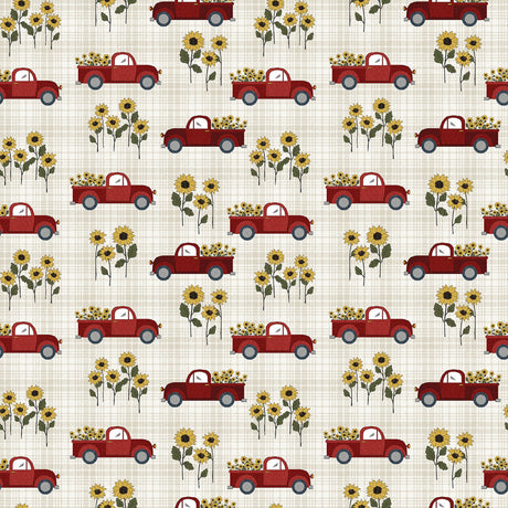 Natural Country Road Trucks Fabric by Benartex - Contempo - Kanvas
