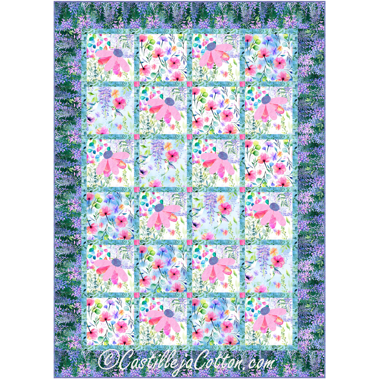Cone and Wisteria Flowers Downloadable Pattern by Castilleja Cotton