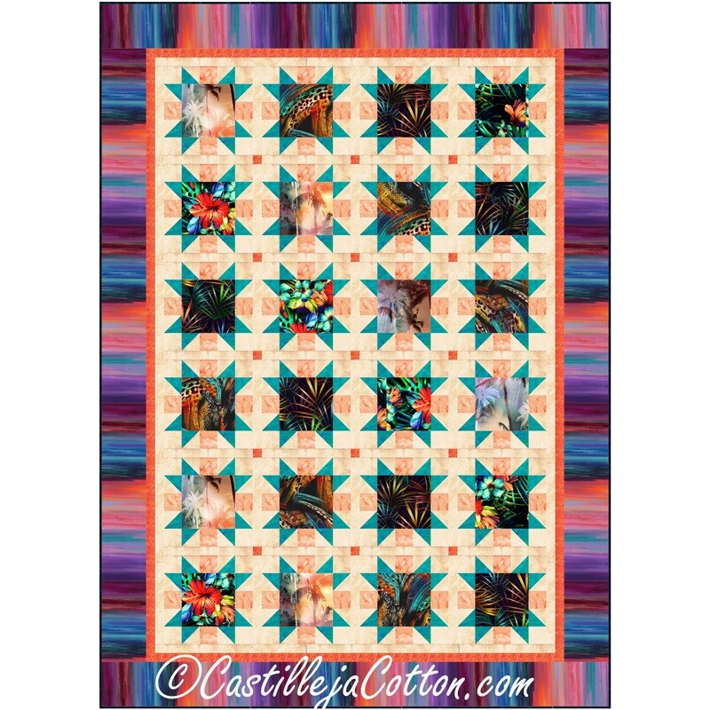 Tropical Stars Peach Downloadable Pattern By Castilleja Cotton