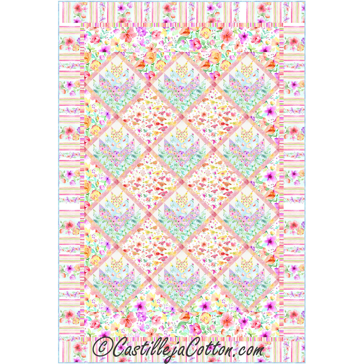 Blooming Log Cabins 1 Downloadable Pattern by Castilleja Cotton