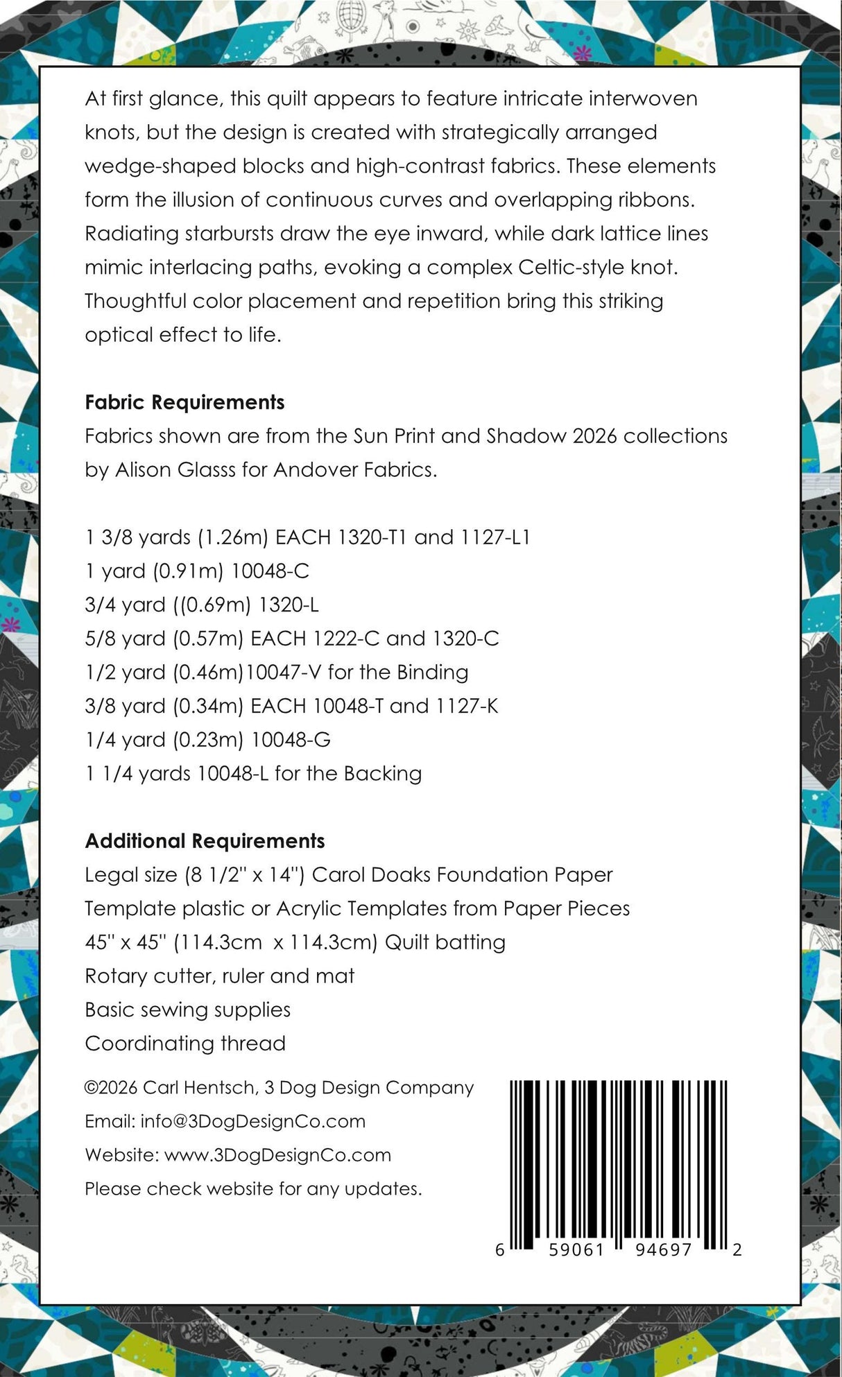 Back of the Love Me Knot Downloadable Pattern by 3 Dog Design Co Quilt Patterns