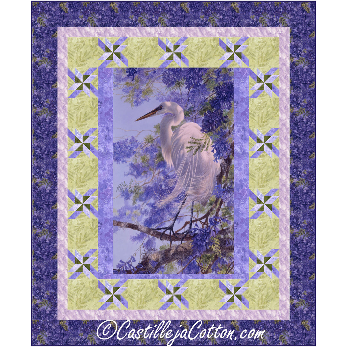 Heron Floral Pattern Print Blanket