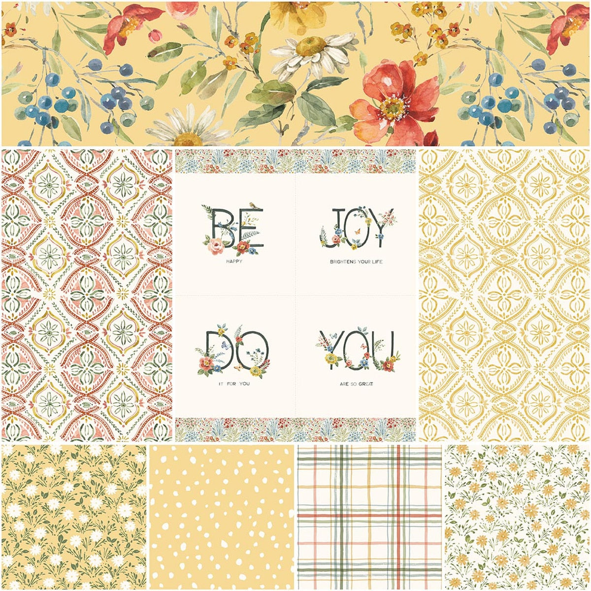 Blissful Moments 1 Yard Bundle Yellow, 8 Pcs. Quilt Fabric