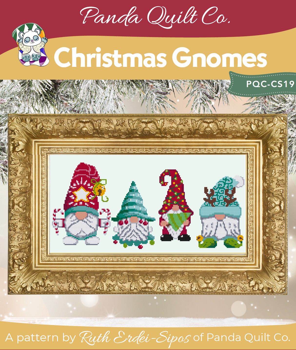 Christmas Gnomes Downloadable Cross Stitch Pattern by Panda Quilt Co