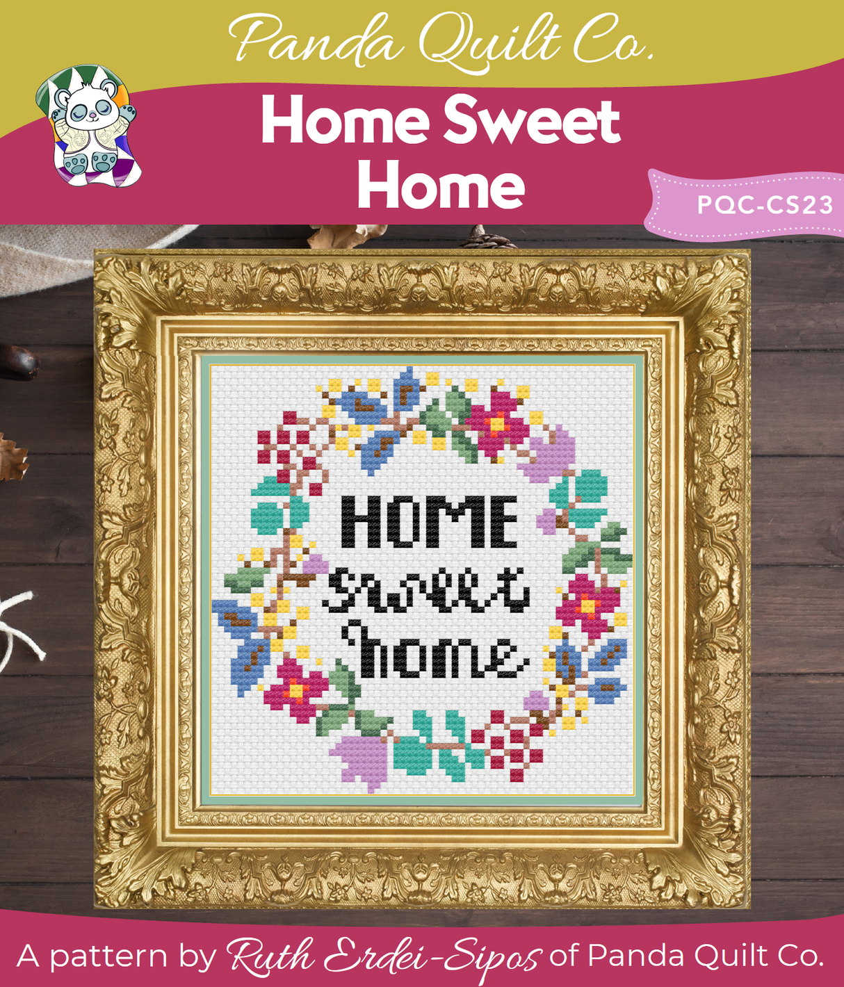 Home Sweet Home Downloadable Cross Stitch Pattern by Panda Quilt Co