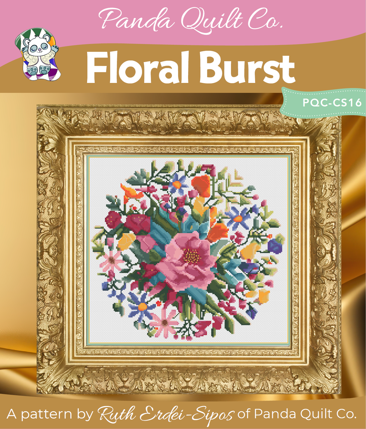 Floral Burst Downloadable Cross Stitch Pattern by Panda Quilt Co