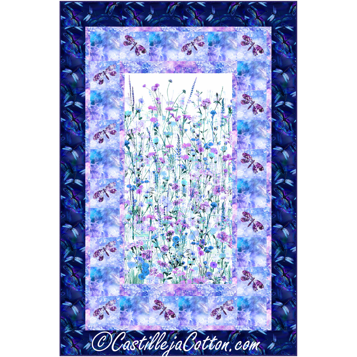 Dragonflies and Flowers Downloadable Pattern By Castilleja Cotton