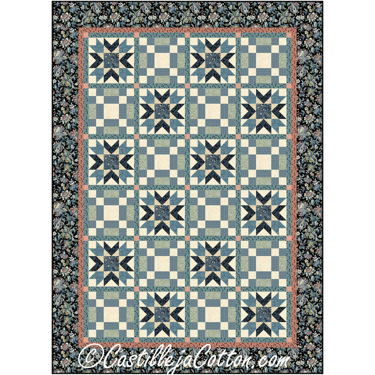 Floral Stars Within Stars Downloadable Pattern By Castilleja Cotton