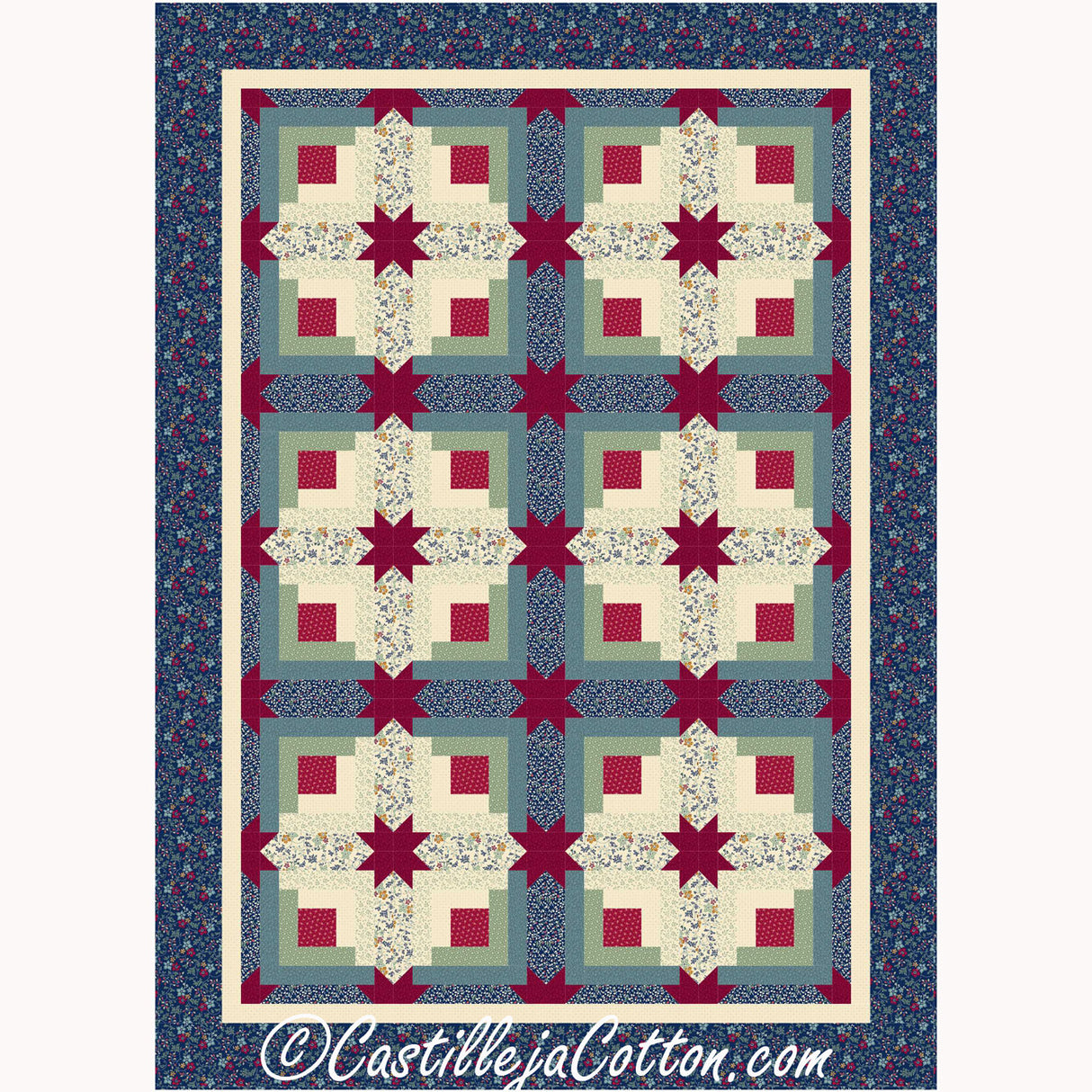 Log Cabin Stars Downloadable Pattern by Castilleja Cotton by Castilleja Cotton
