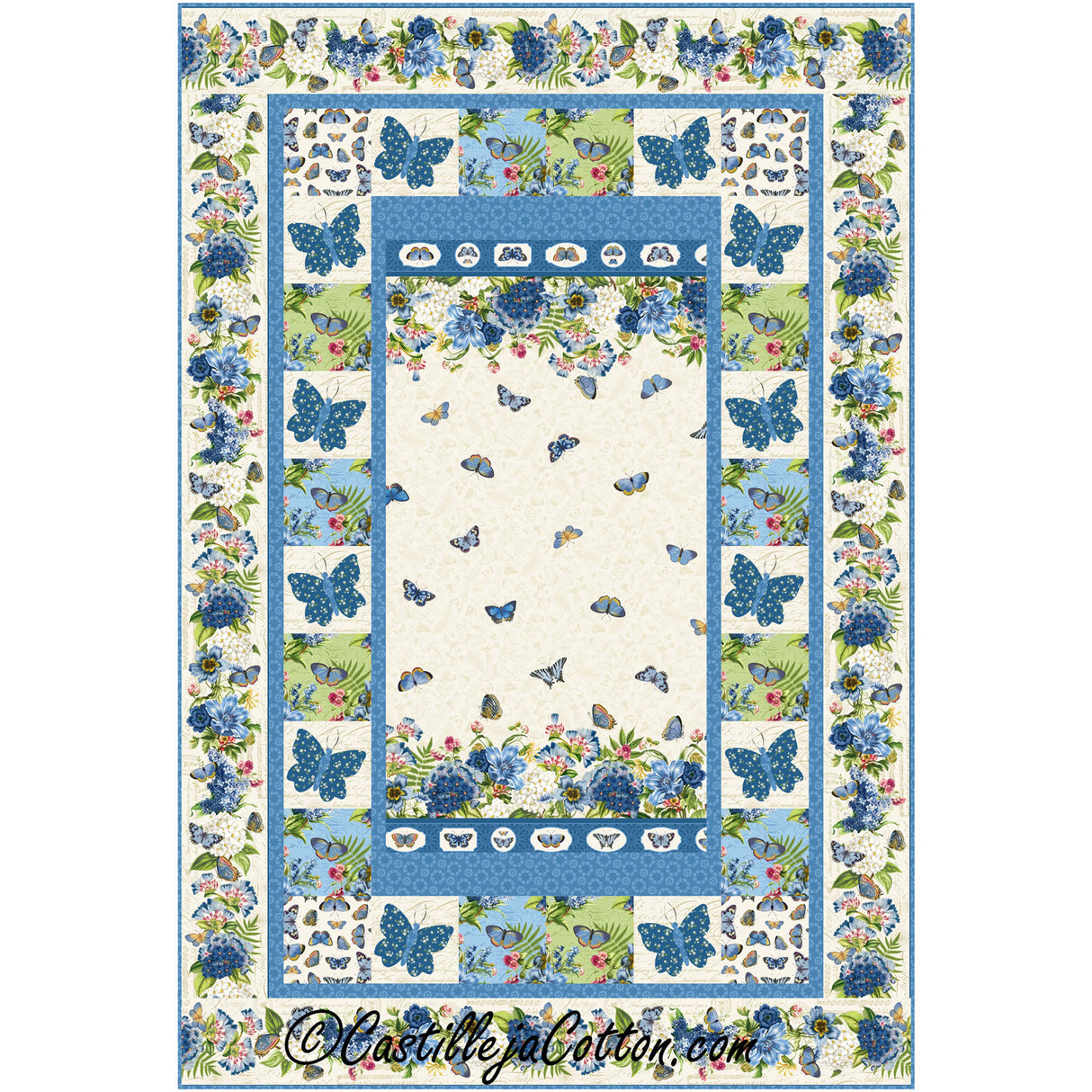 Blue Butterflies Downloadable Pattern By Castilleja Cotton
