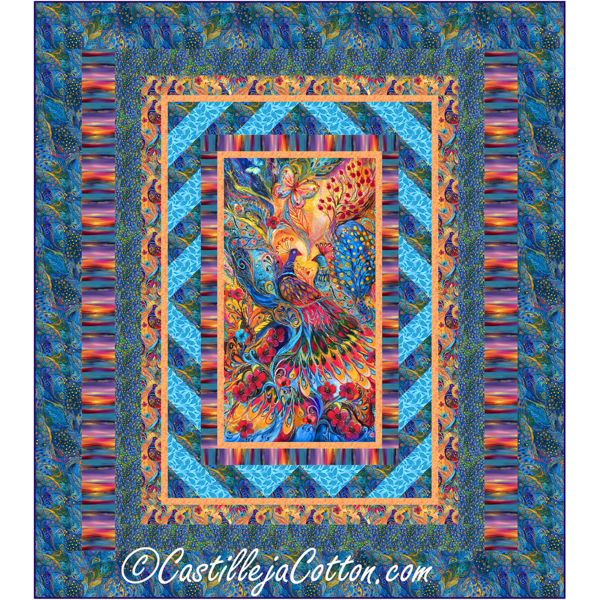 Painted Peacock Queen Downloadable Pattern by Castilleja Cotton