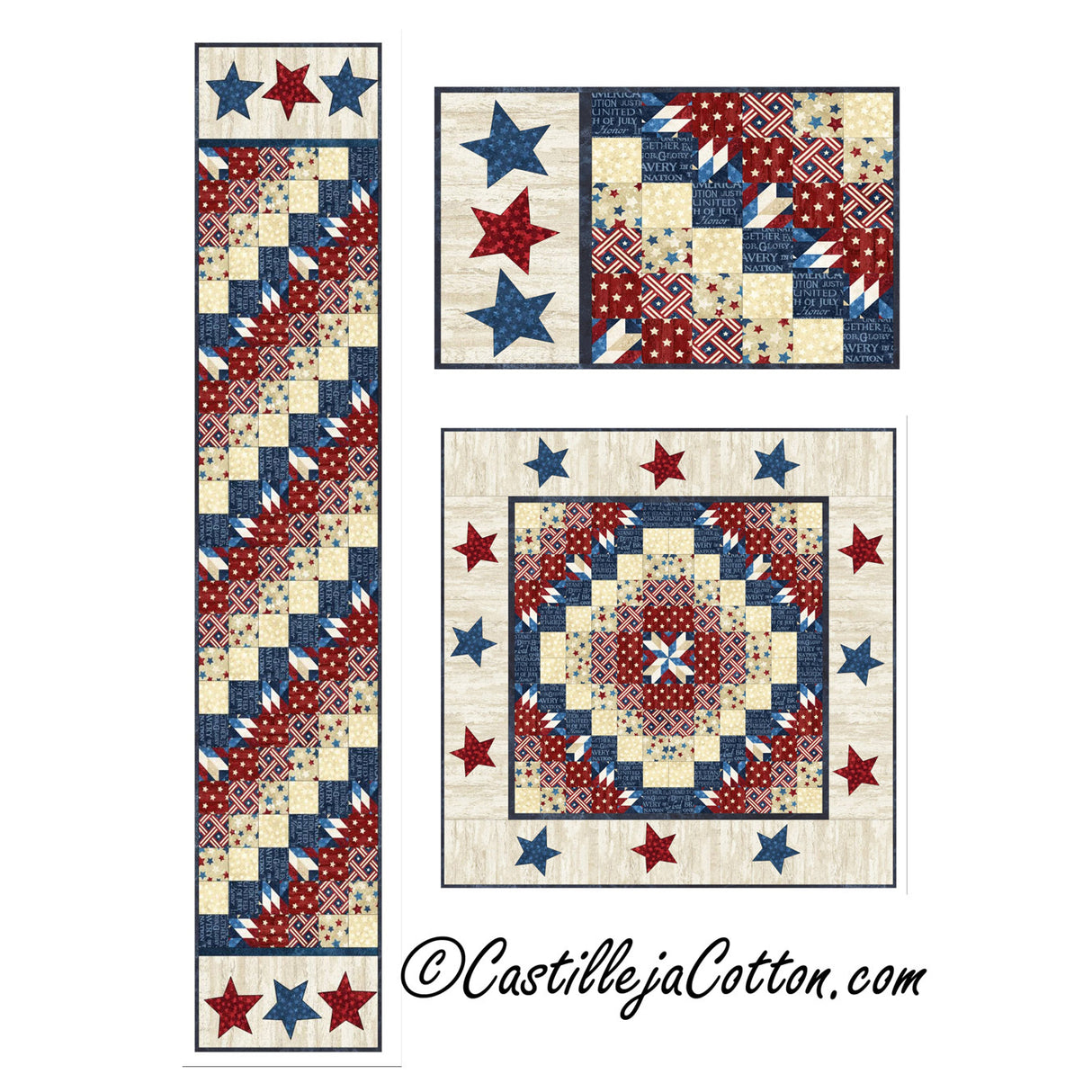 Stars and Strips Sixes Table Set Downloadable Pattern by Castilleja Cotton