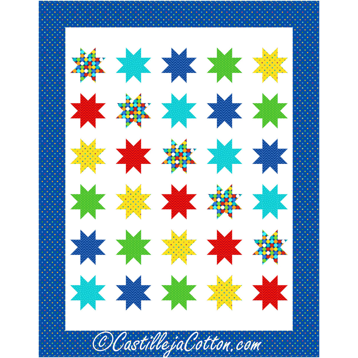 Fat Stars Fun Downloadable Pattern By Castilleja Cotton