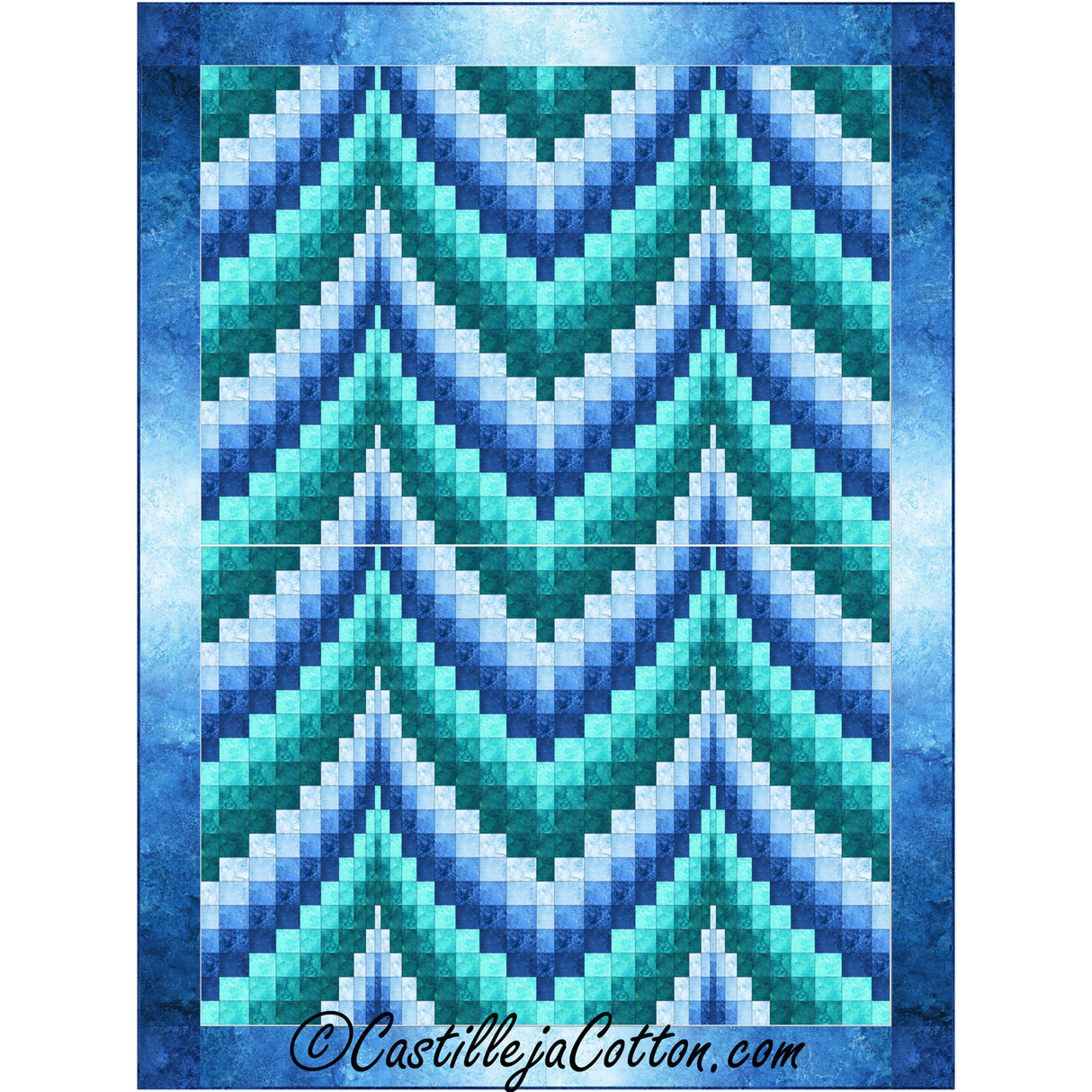 Bargello Ripple 2 Teal Downloadable Pattern by Castilleja Cotton