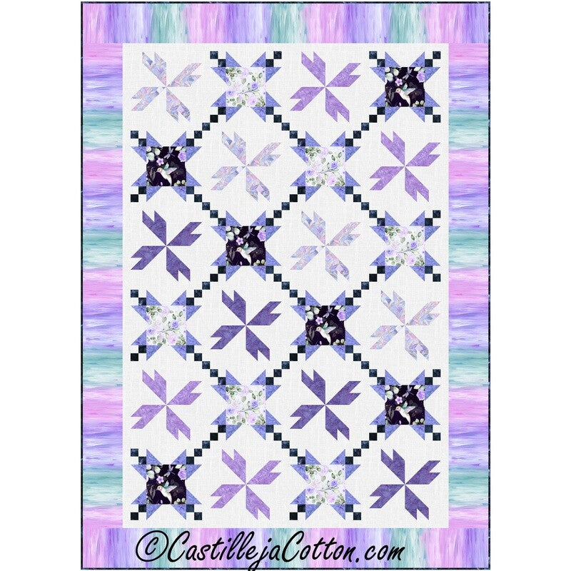 Fluttering Amethyst Flowers Downloadable Pattern by Castilleja Cotton