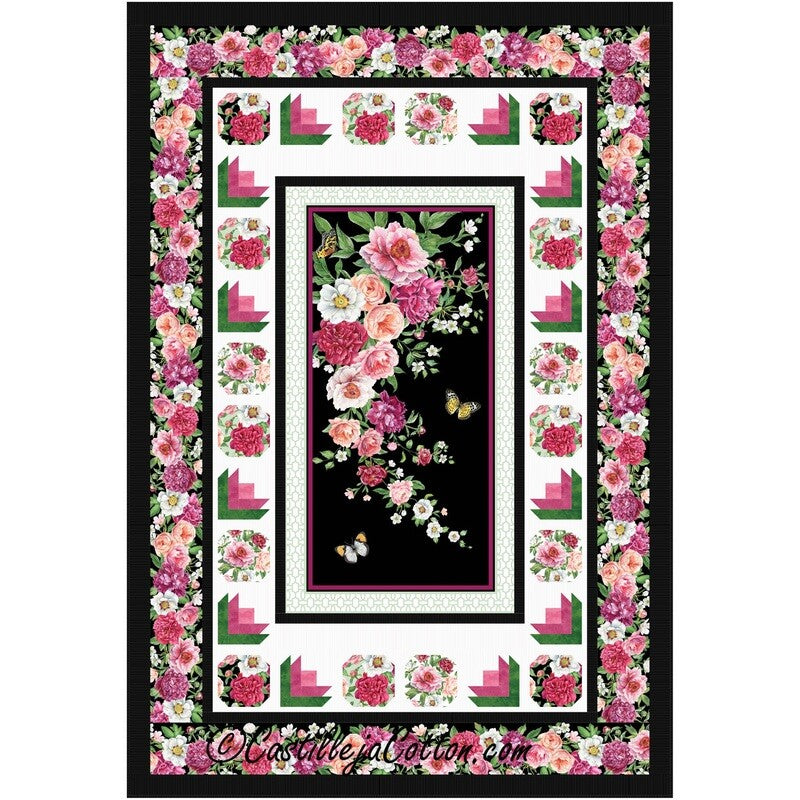 Blush Roses Flowers Downloadable Pattern by Castilleja Cotton