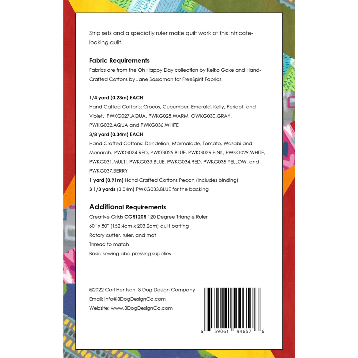 Back of the Henrys Humongous Hexagons Quilt Pattern by 3 Dog Design Co Quilt Patterns