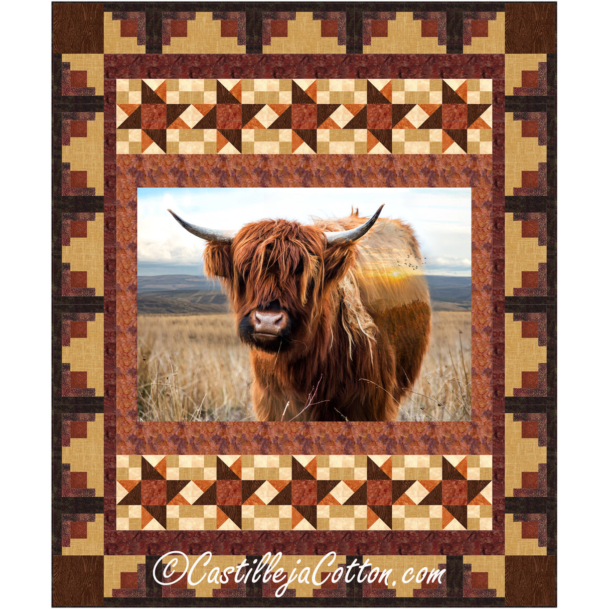 Starry Highland Cow Downloadable Pattern by Castilleja Cotton