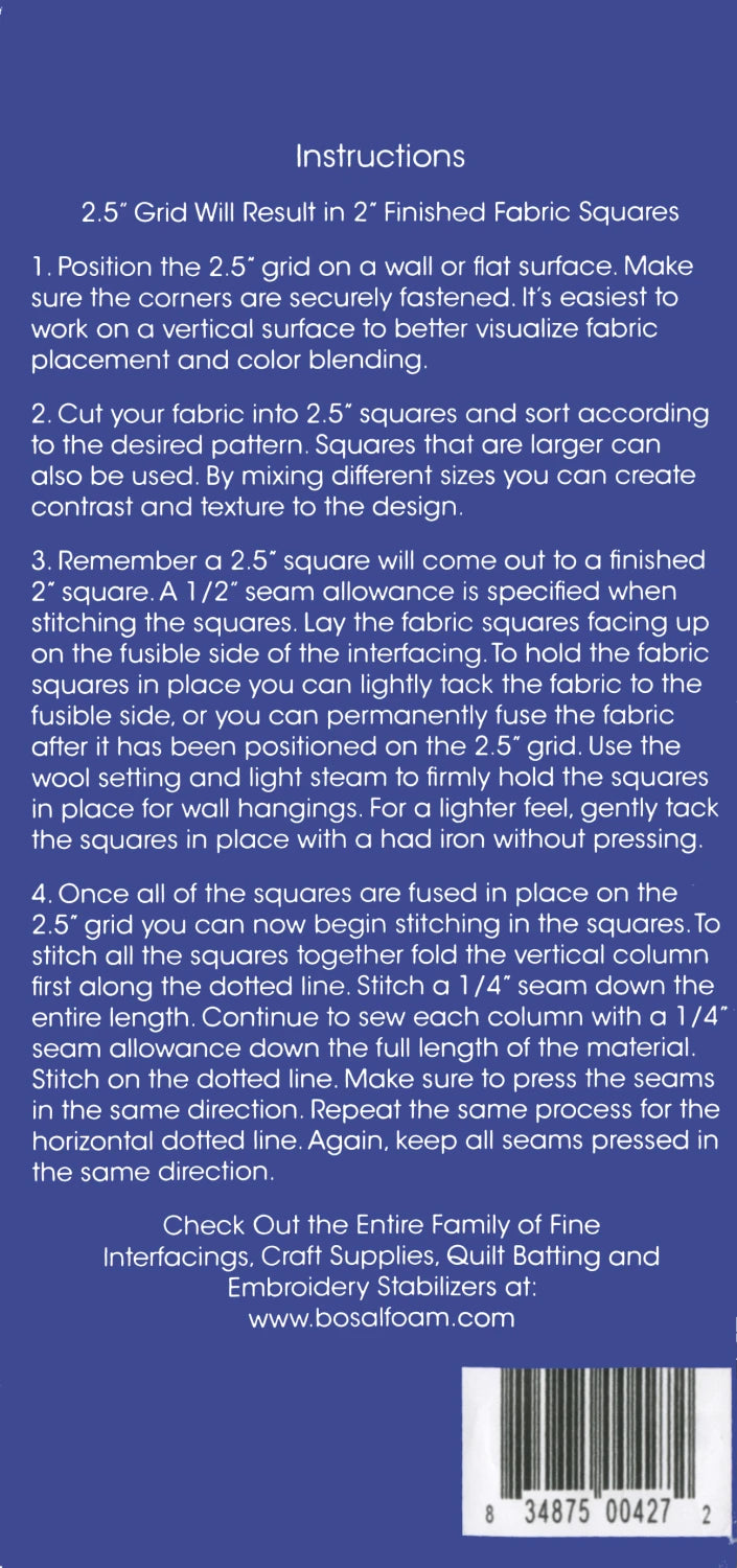 Back of the Quilters Grid 2-1/2in Fusible Interfacing 48in x 1yd by Bosal Foam and Fiber