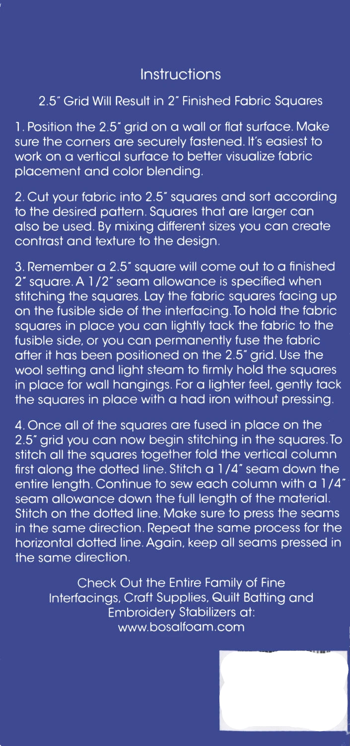 Back of the Quilters Grid 2-1/2in Fusible Interfacing 48in x 1yd by Bosal Foam and Fiber