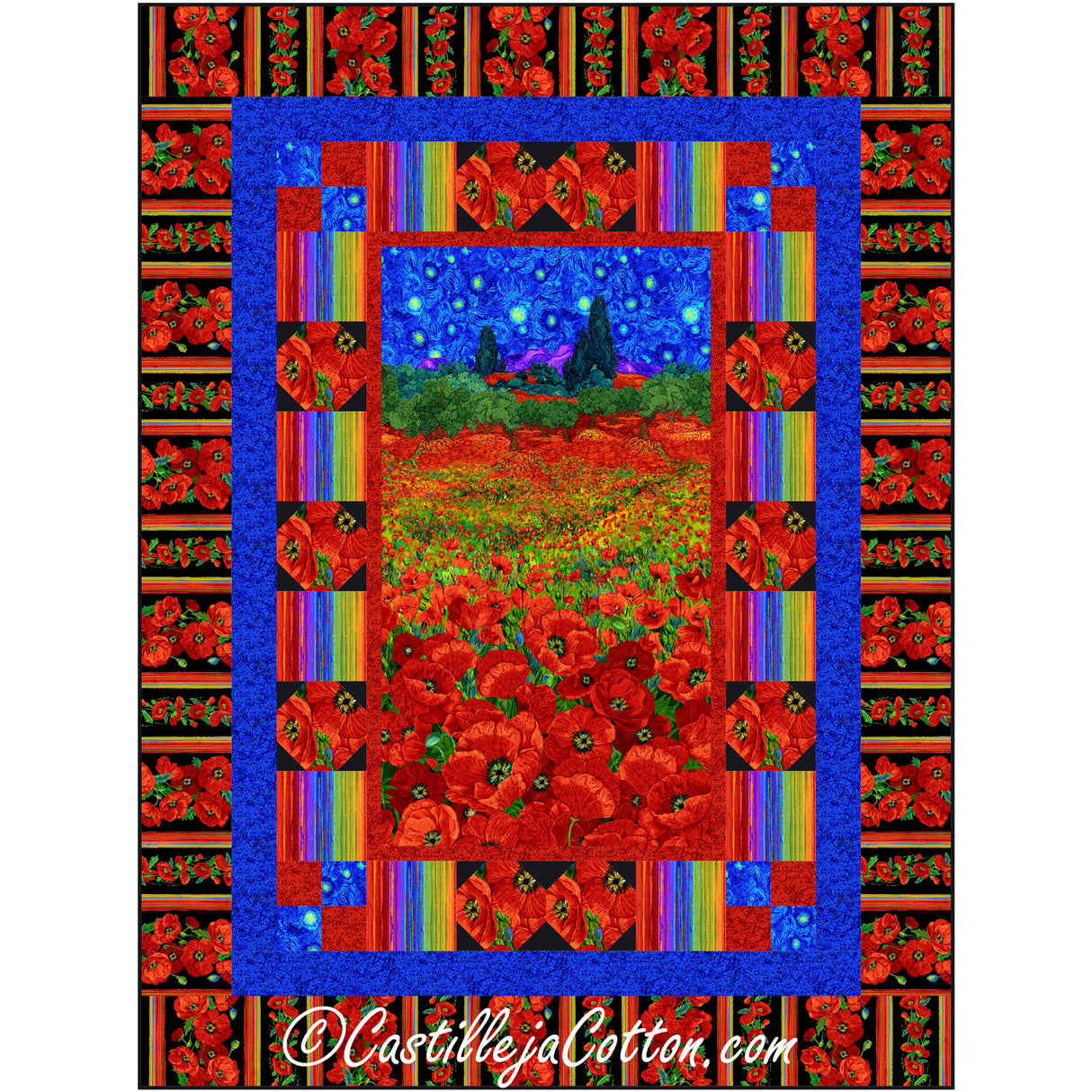 Fantasy Poppies Downloadable Pattern by Castilleja Cotton