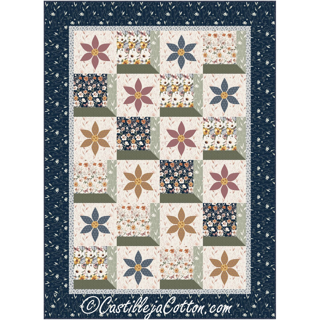 Flowers And Windows Downloadable Pattern by Castilleja Cotton