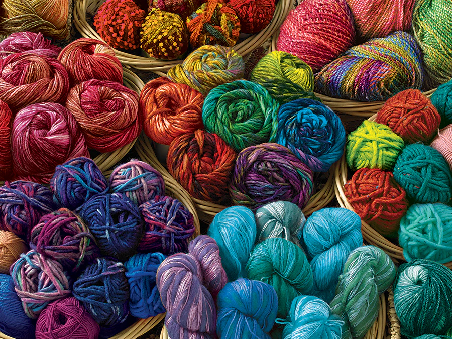 image of colorful skeins of yarn