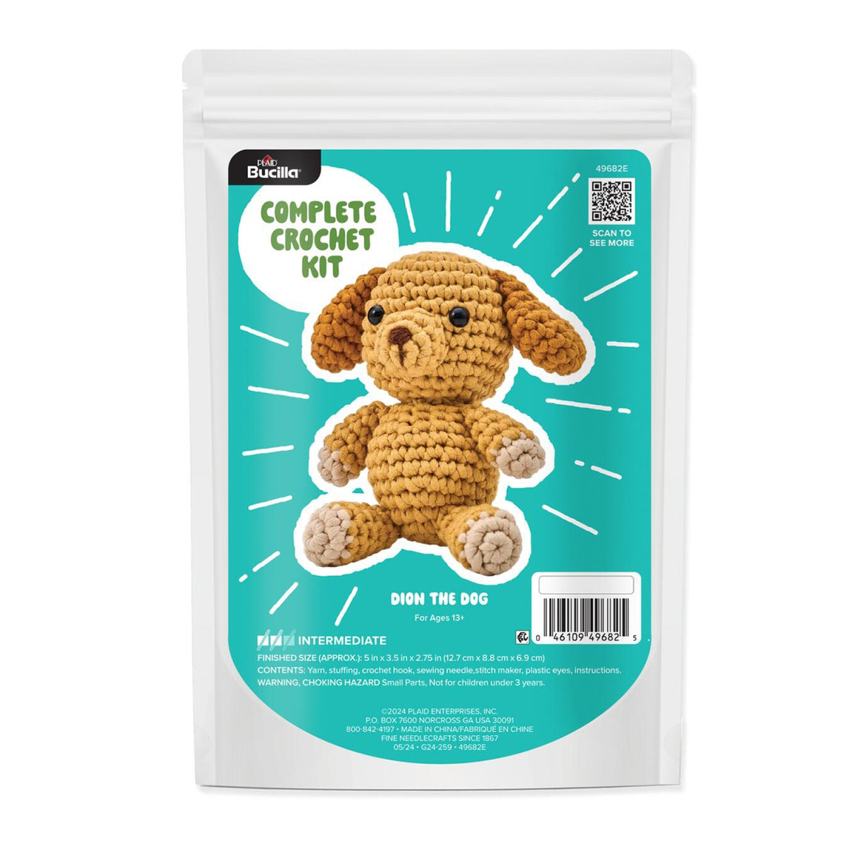 Bucilla Amigurumi Kit 5in Dion the Dog Quilt Pattern by Plaid Enterprises