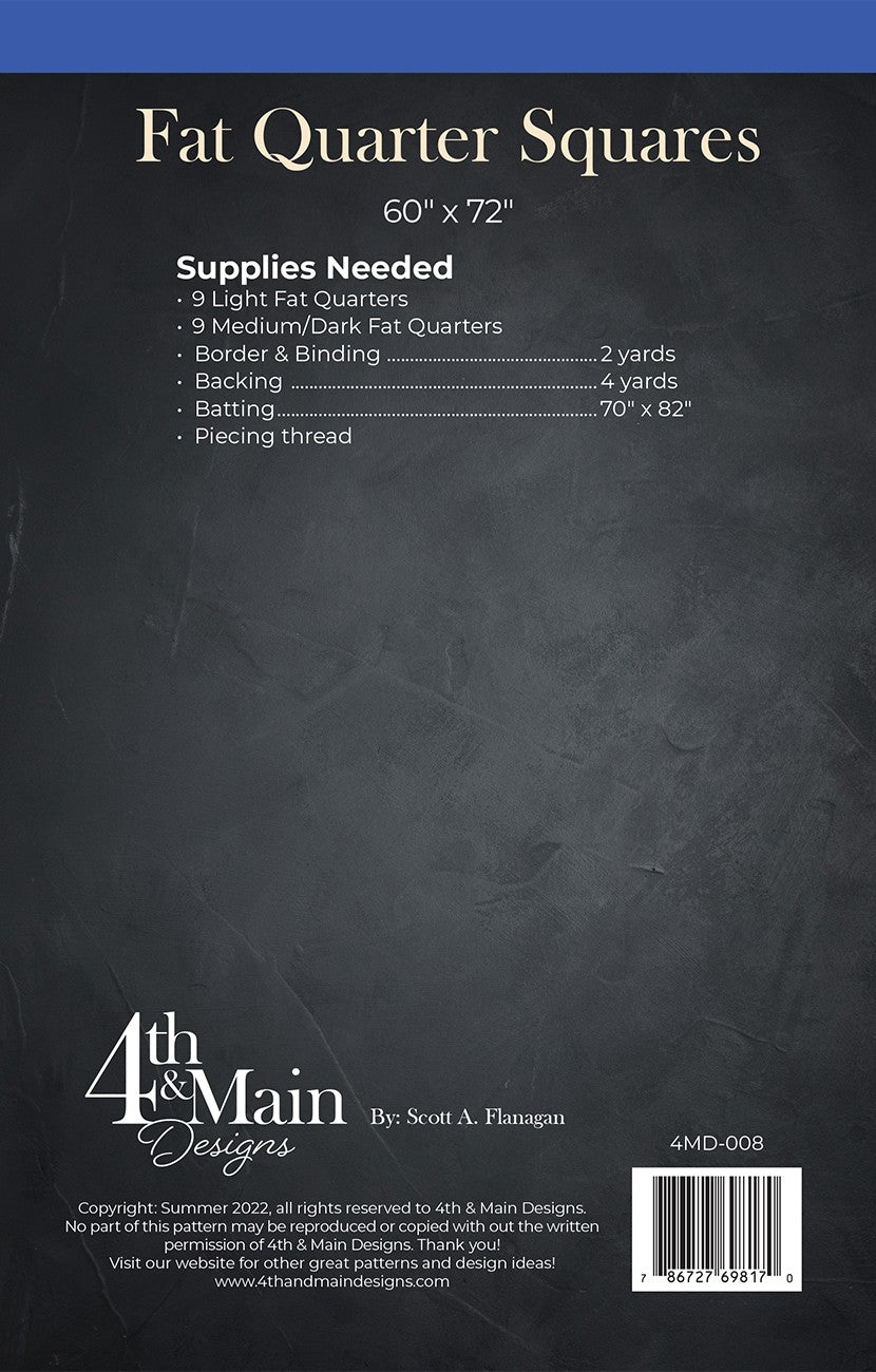 Back of the Fat Quarter Squares Quilt Pattern by 4th & Main