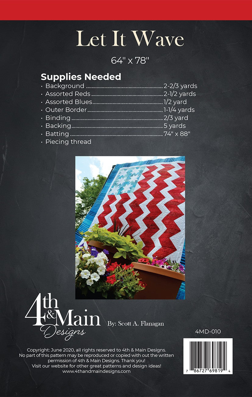 Back of the Let it wave Quilt Pattern by 4th & Main