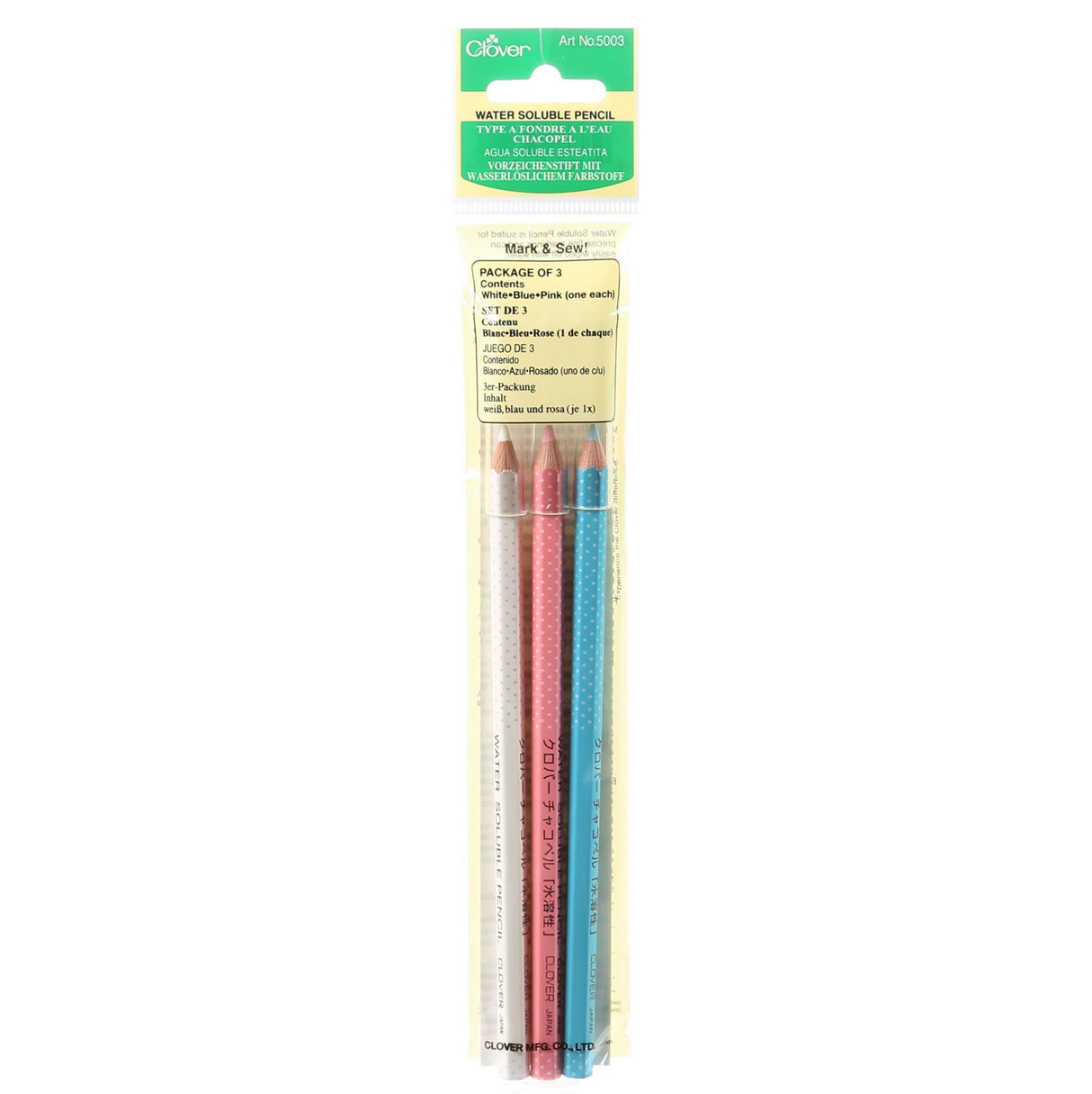 Water Soluble Pencil 3 Color Assortment by Clover Needlecraft