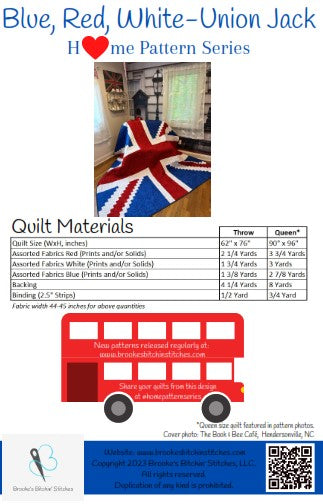 Back of the Blue, Red, White Union Jack Downloadable Pattern By Brooke's Bitchin' Stitches