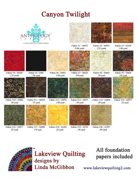 Back of the Canyon Twilight Quilt Pattern by Lakeview Quilting