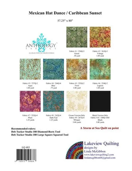Back of the Caribbean Sunset Quilt Pattern by Lakeview Quilting