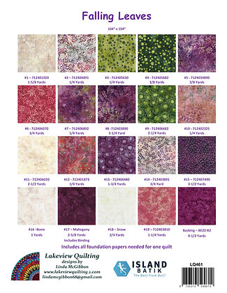 Back of the Falling Leaves Downloadable Pattern by Lakeview Quilting