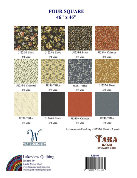 Back of the Four Square Quilt Pattern by Lakeview Quilting