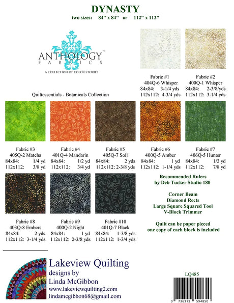 Back of the Dynasty Quilt Pattern by Lakeview Quilting