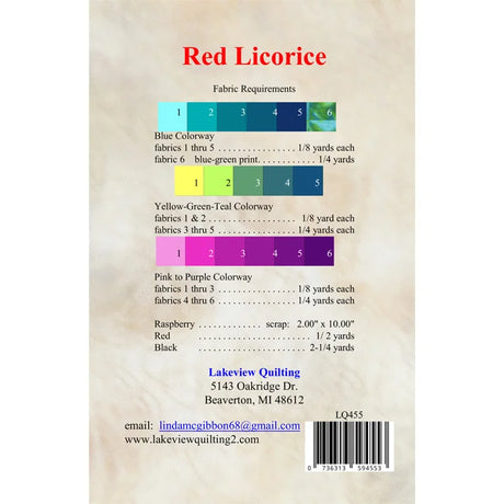 Back of the Red Licorice Downloadable Pattern by Lakeview Quilting