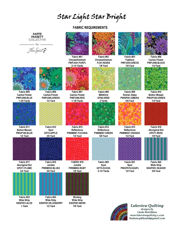 Back of the Star Light Star Bright BOM Pattern by Lakeview Quilting